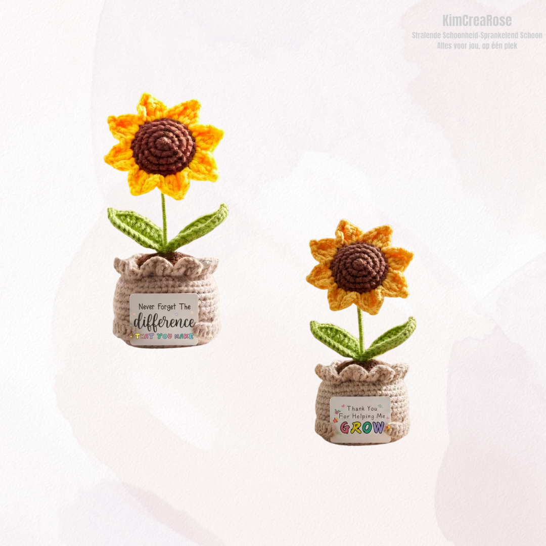 Gehaakte Zonnebloem met Bedankkaartje