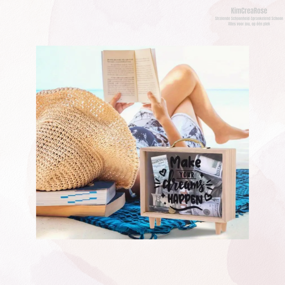 Houten reis spaarpot