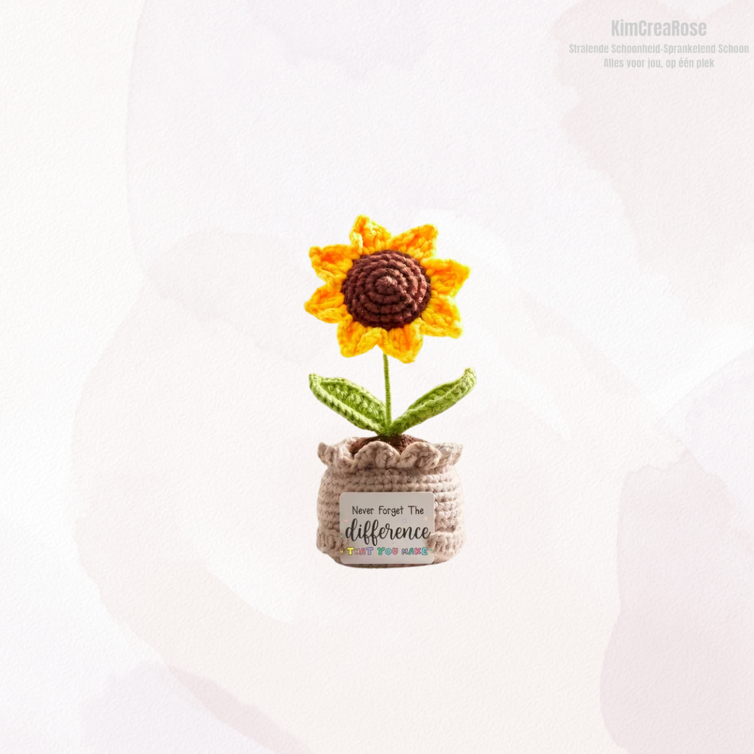 Gehaakte Zonnebloem met Bedankkaartje