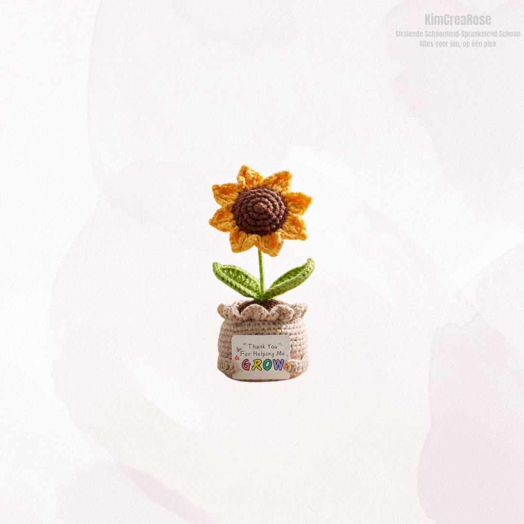 Gehaakte Zonnebloem met Bedankkaartje