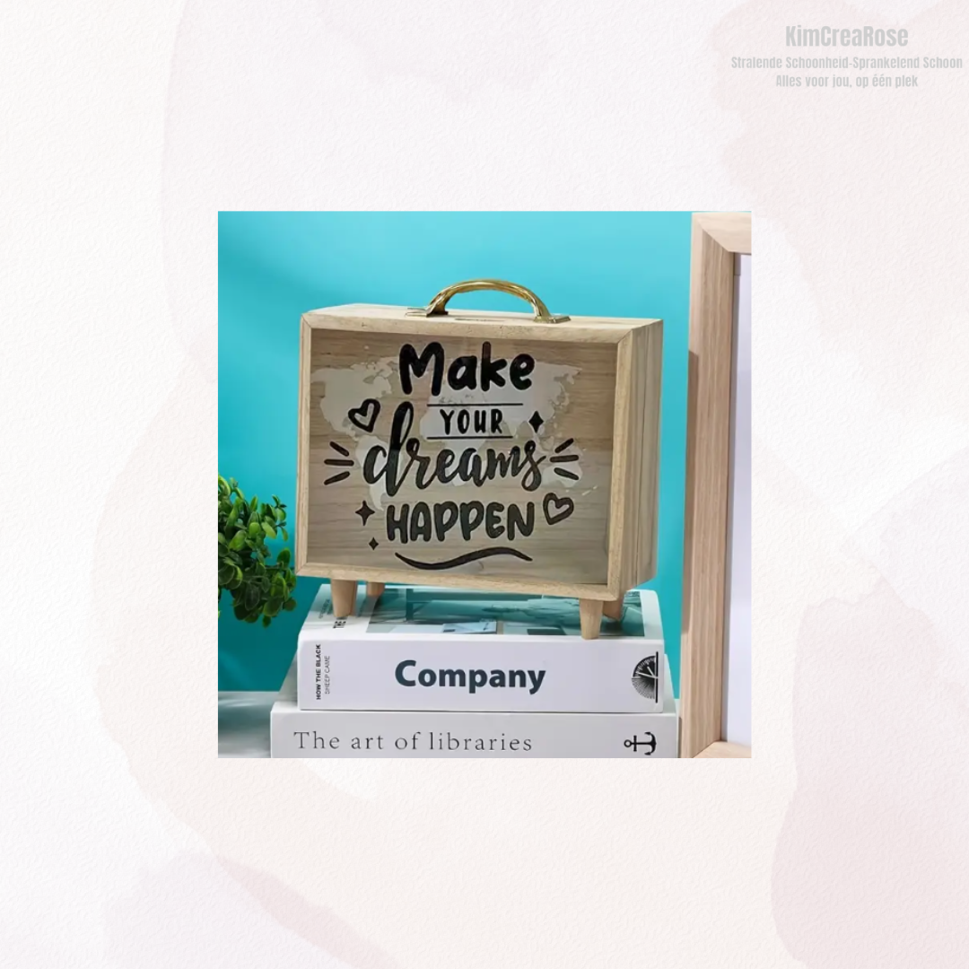 Houten reis spaarpot